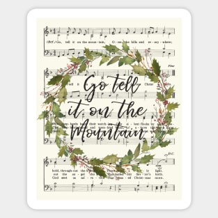 Go Tell It on the Mountain, Watercolor Wreath, Christmas Carol Sticker